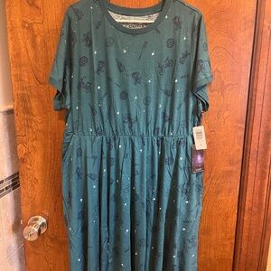 Torrid Teal Space-Print Short-Sleeve Stranger Things Dress